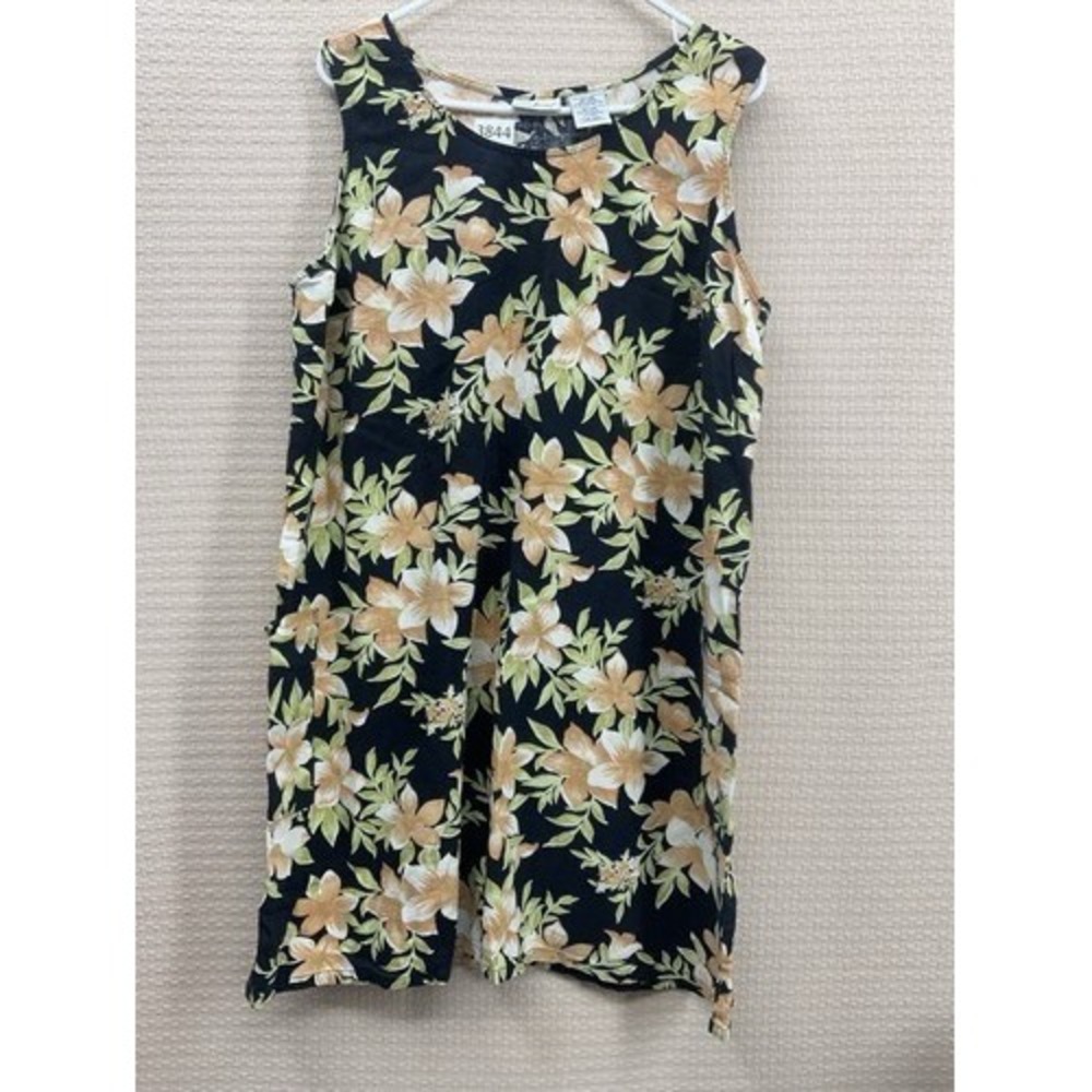 White Stag Green Floral Pockets Sleeveless Shift Midi Dress Women XL Mongolia